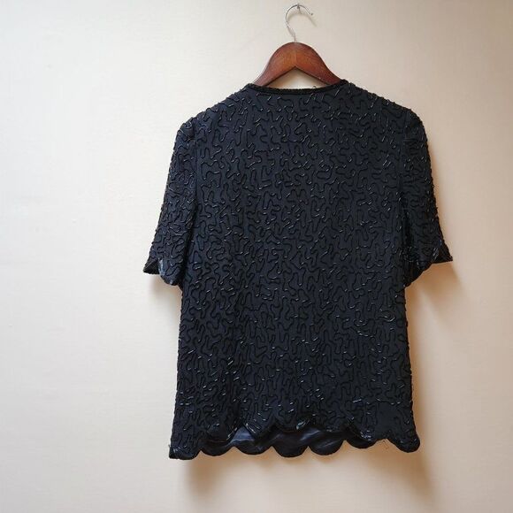 vintage black sequinned holiday blouse - Picture 7 of 7